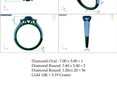 Three Stone Halo Ring G2 3D print model