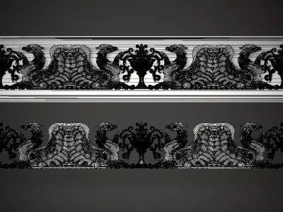 Cornice metal sculpture with wings 3D model