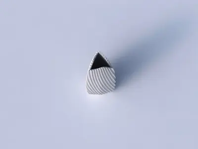 Vase triangle with extruded vertical lines 2 3D print model