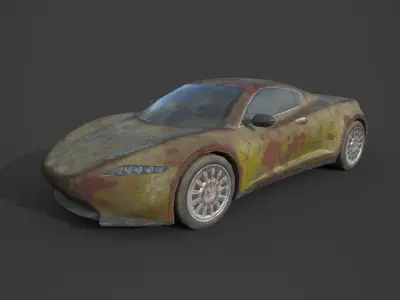 Generic Sport Car 01 Rusty Yellow Low-poly 3D model