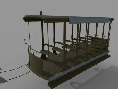  horse drawn cart Low-poly 3D model