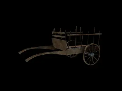 Old wooden cart  3D model