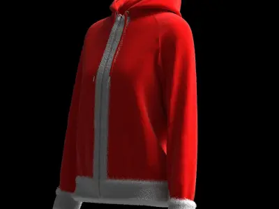 Christmas Female raglan zipper hoodie 3D model