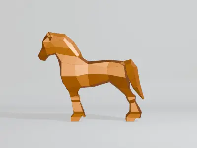 Polygonal Shire Horse 3D model