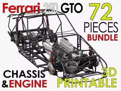 Ferrari 250 GTO Chassis Frame Undercarriage - Engine Pack Bundle 3D Model Collection