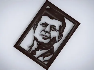 Wall decoration with John F Kennedy motif 3D print model