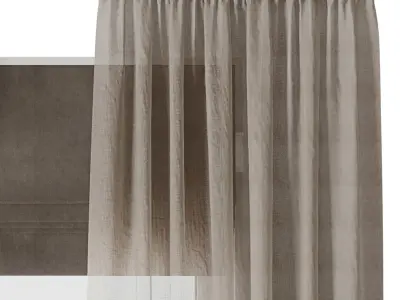 Draped Linen Curtains with Roman blinds - collections 10 HBH Low-poly 3D model