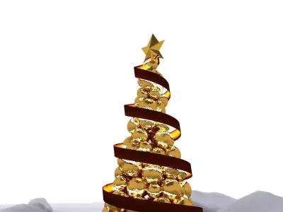 Golden Christmas Tree 3D model