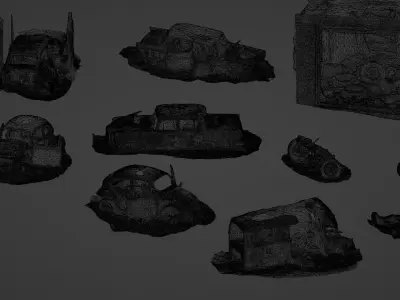 3D Scanned abandoned cars 3D model