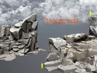 cliff rocks   Low-poly 3D model