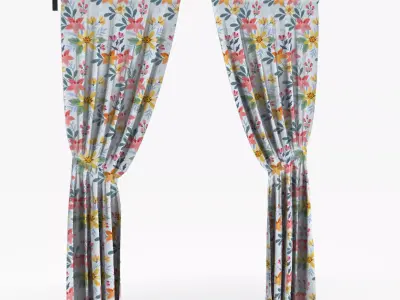 Curtain with ties  Low-poly 3D model