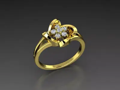 Diamond Jewelry Female Ring 3D print model 3D print model