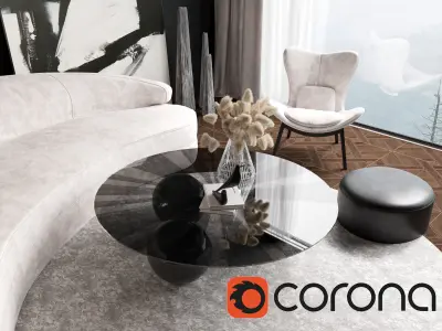CORONA SCENE 33-Living Room INTERIOR 3D model
