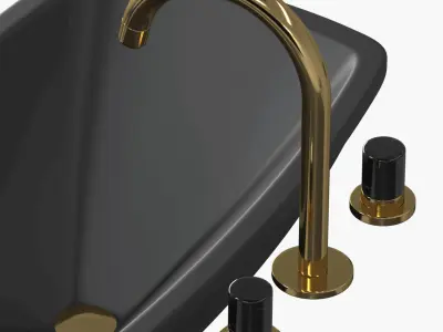 MAESTROBATH Sink - Faucet - Marble 3-Hole Luxury Bathroom Faucet 3D model