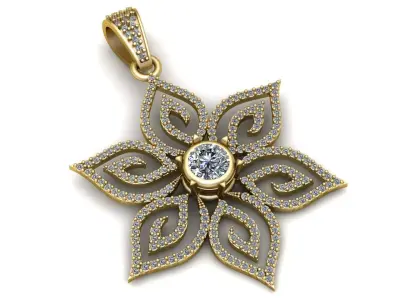 Floral Diamond Star Pendant  3D Printable Jewelry Model  3D print model