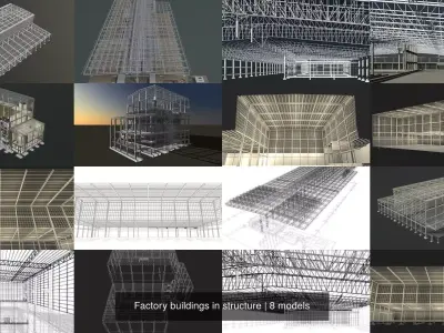 Factory buildings in structure 3D Model Collection