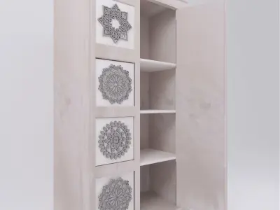 Wardrobe Mandala in Mango wood Free 3D model