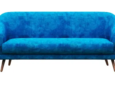 Classical sofa 3d model with fabric and wood textures Low-poly 3D model