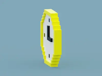 Voxel Yellow Clock Low-poly 3D model
