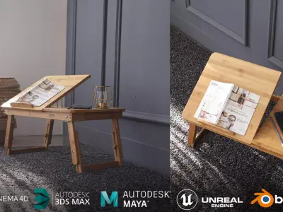 Bamboo axle sitting table 3D model