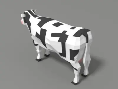 Low Poly Cartoon Cow Low-poly 3D model
