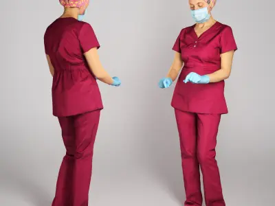 Surgical female doctor working 210 Low-poly 3D model