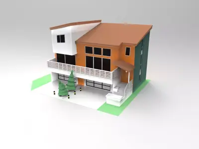 Cartoon house models Low-poly 3D model