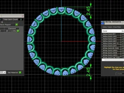 U Shaped Eternity Ring 2 point 3 mm stone size swiss 10 and EU50 3D print model