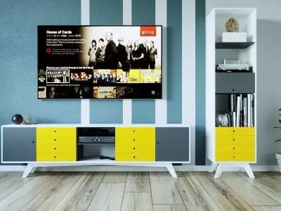 Scandinavian Style Wood Colored TV Unit 3D model