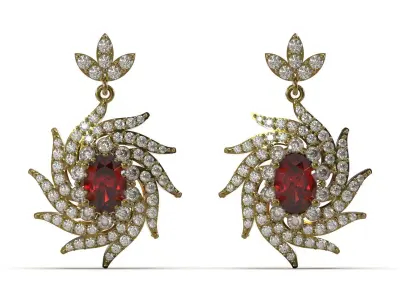 Luxury jewelry gemstone STL 3D earring model je0151 3D print model