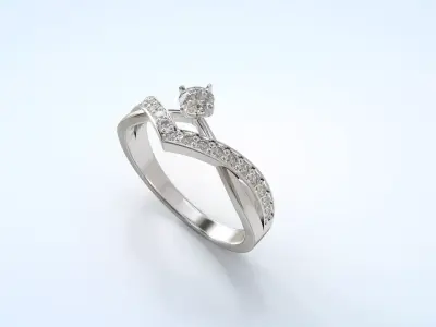 Wedding Bridal Ring With Round Cut 3D print model