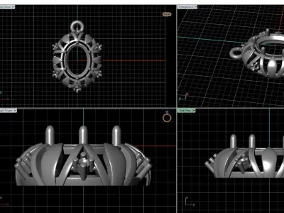 Pendant with diamond oval  3D print model