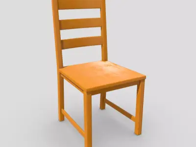 Chair 6 orange Low-poly 3D model