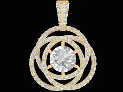 Luxury Spiral Halo Gemstone Pendant for Women 2267 3D print model
