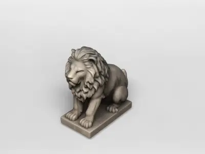Regal Stone Lion Statue 3D Model 3D model