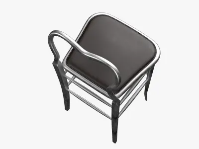 High Chair Clerks Chair No 9 Shiny Aluminum Version 3D model