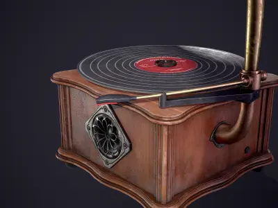 Vintage Gramophone Low-poly 3D model