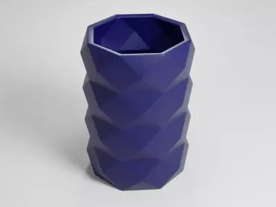 Pen Pencil Holder geometric dark blue 3D print model