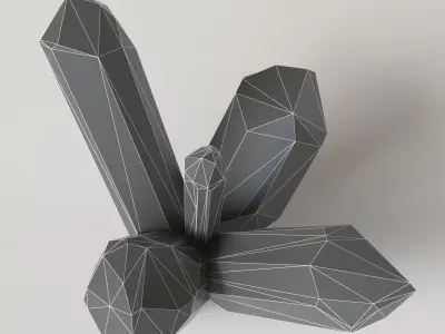 Crystal 5 types Low-poly 3D model