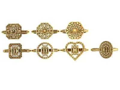 baguette ring women  7 models  3D print model