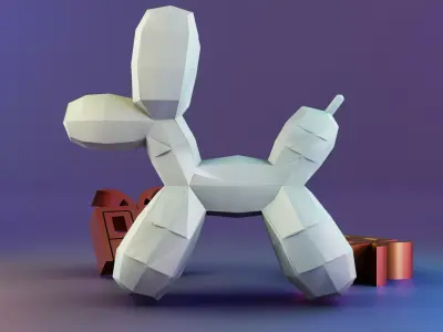Low Poly Balloon Dog kaws 3D print model