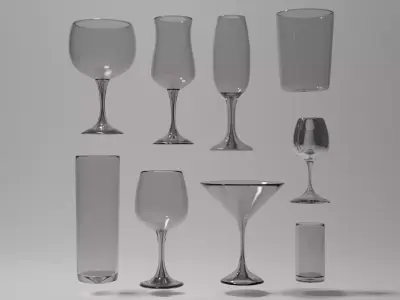 Low-poly drinking glasses PACK Free low-poly 3D model