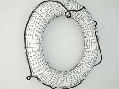 1950s Yellow and White Life Preserver 2 3D model