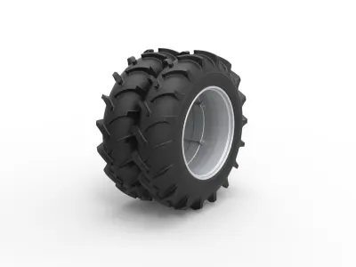 Double Wheel of Vintage Monster truck Scale 1 to 25 3D print model