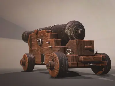 Medieval Cannon Low-poly Game-ready Low-poly 3D model