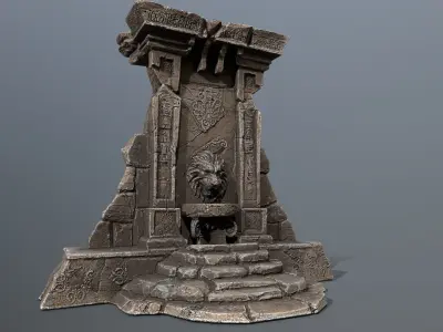 Lion fountain Low-poly 3D model