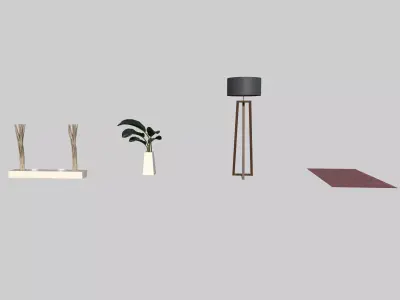 Modern Floor and Lamp Low-poly 3D model