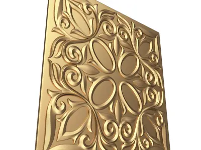 Carved Tile 01 Low-poly 3D model
