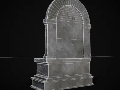 Gothic Wall Water Fountain Low-poly 3D model