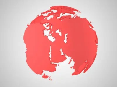Globe Shell Red 3D model